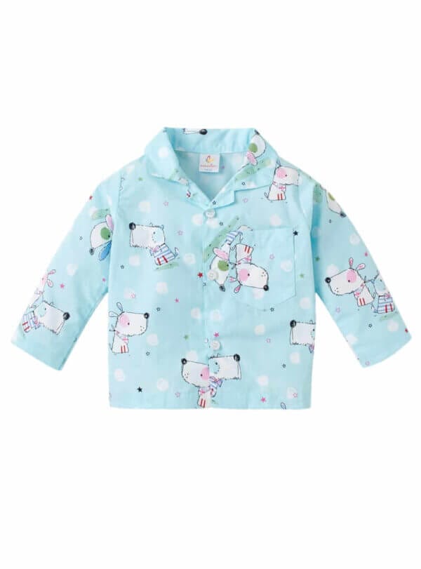 Kids Sleepsuit for Baby Boy’s and Girl’s Topwear and Pajamas Set Long Sleeve Sleepwear Baby Clothing Sets - Blue Cow Theme - Image 2