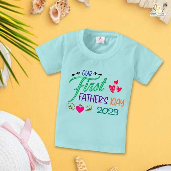 Father's Day Special T-Shirt for Boy’s and Girl’s Half Sleeve Topwear for Unisex Kids | Our First Father's Day 2023 | - Image 2