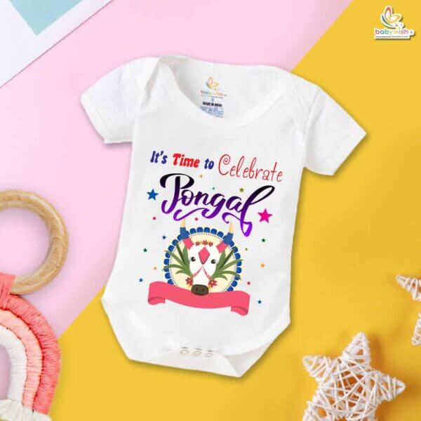 Babywish Pongal Romper – My First Pongal Bodysuit | Pongal Cow Print Design for Baby Boys & Girls – Babywish - Image 5