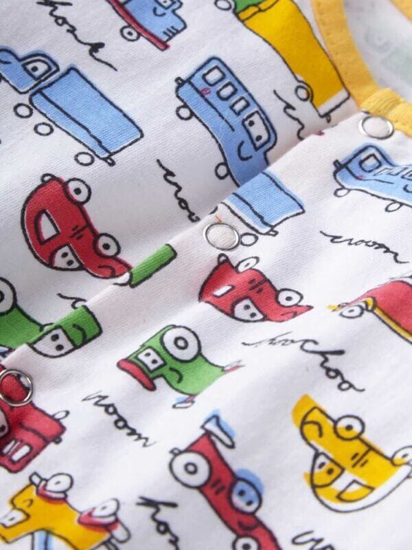 Baby Boy's and Baby Girl’s Bodysuits Cotton Full Sleeve Rompers Onesies for Infant Car Print Set of 2 - Image 7