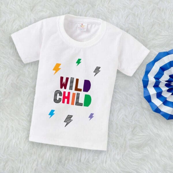 Printable Family T-shirt for Kids Clothes Unisex Newborn Topwear Outfit Cotton Tshirt Half Sleeve Round Neck Dress for Boy n Girl "Wild Child Print" - Image 3