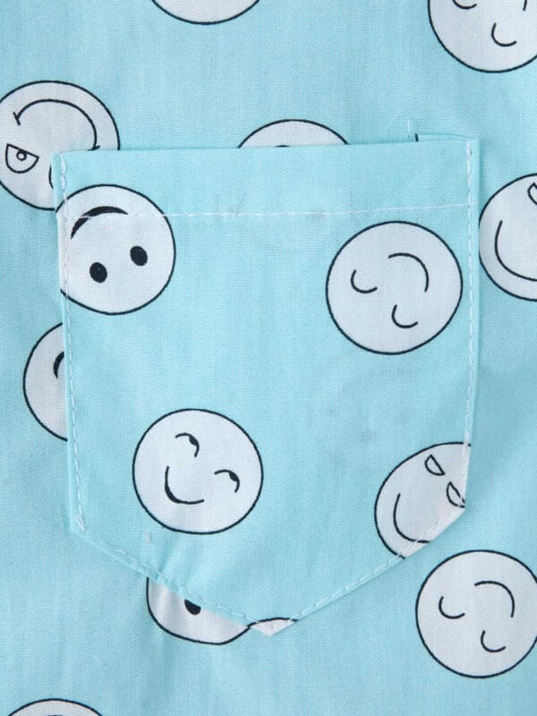 Kids Sleepsuit for Baby Boy’s and Girl’s Topwear and Pajamas Set Long Sleeve Sleepwear Baby Clothing Sets - Light blue Smiley Print - Image 4