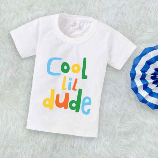 Printable Family T-shirt for Kids Clothes Unisex Newborn Topwear Outfit Cotton Tshirt Half Sleeve Round Neck Dress for Boy n Girl "Cool Lil Dude" - Image 3