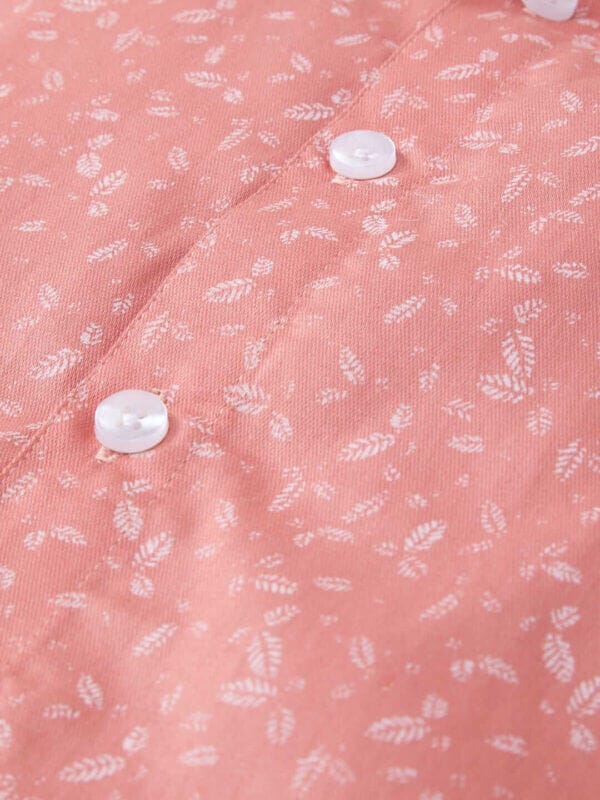 Toddler Boys Full Sleeve Shirt – Pink Leaf Print Casual Shirt for Kids and Baby Boys – Soft Comfortable Everyday Outfit – Babywish - Image 3