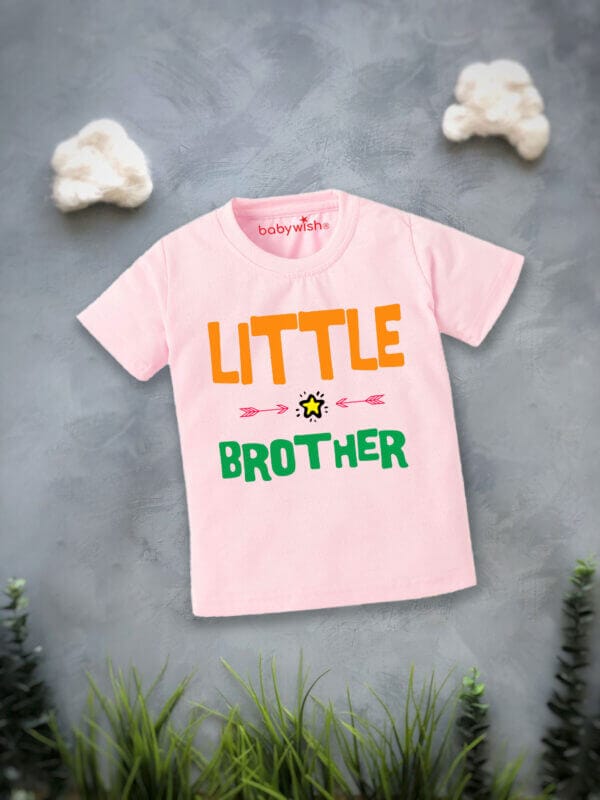 Printable Family T-shirt for Kids Clothes Unisex Newborn Topwear Outfit Cotton Tshirt Half Sleeve Round Neck Dress for Boy n Girl "Little Brother Print" - Image 2