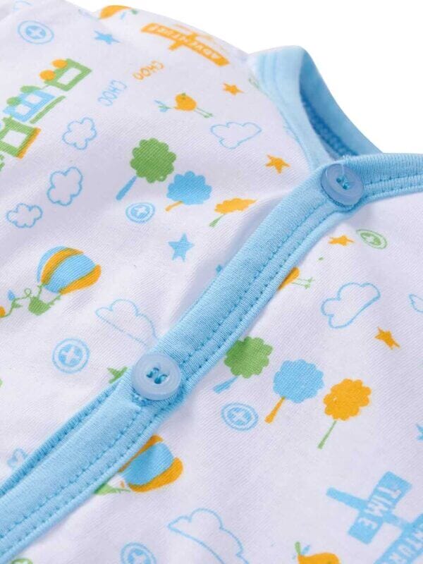 kids top bottom baby Jhabla Set Full Sleeve Pure Cotton kids tshirt Jhabla pajama set - Blue Magic Train Print - Image 4