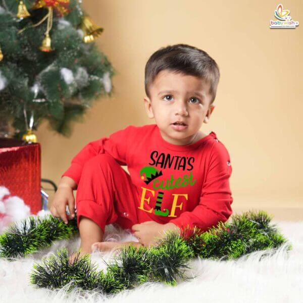 Babywish Christmas Full Body Romper Clothes My First Merry Bodysuit Santa's cutest ELF Print - Image 4