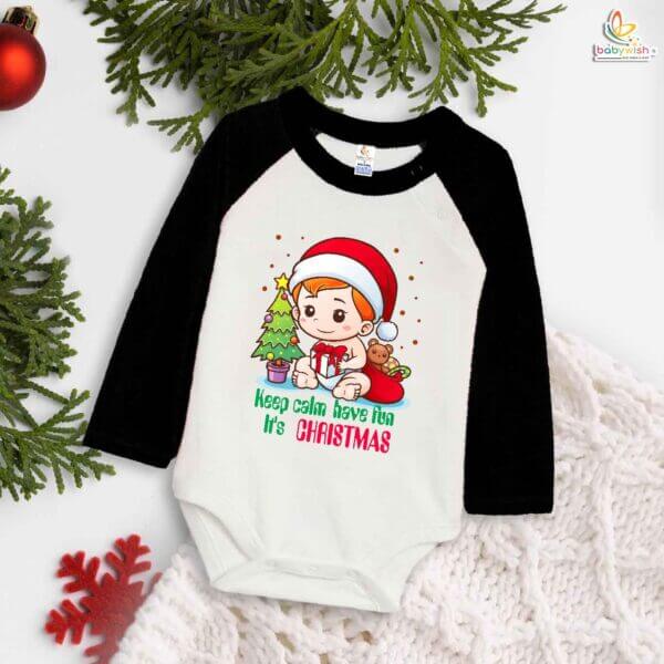 Babywish Christmas Romper Clothes My First Merry Bodysuit Romper keep Calm have fun its Christmas baby print - Image 3