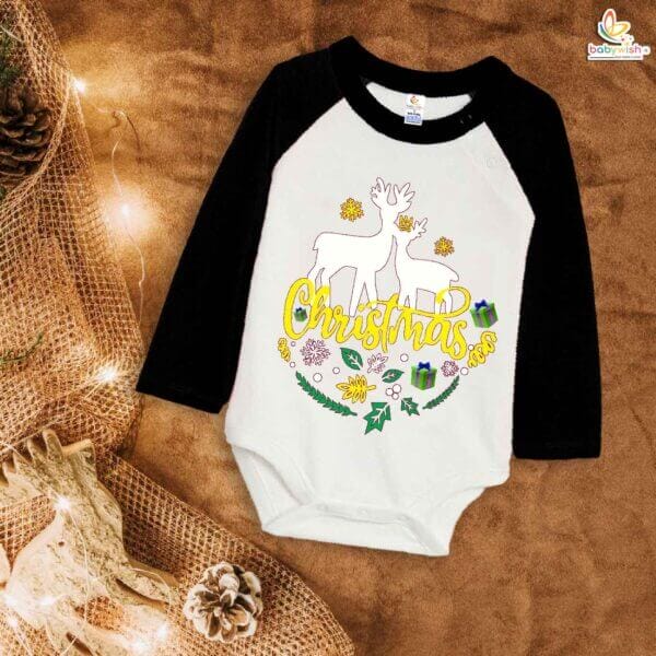 Babywish Christmas Romper Clothes My First Merry Bodysuit Romper Christmas 2 Dear Print - Image 4