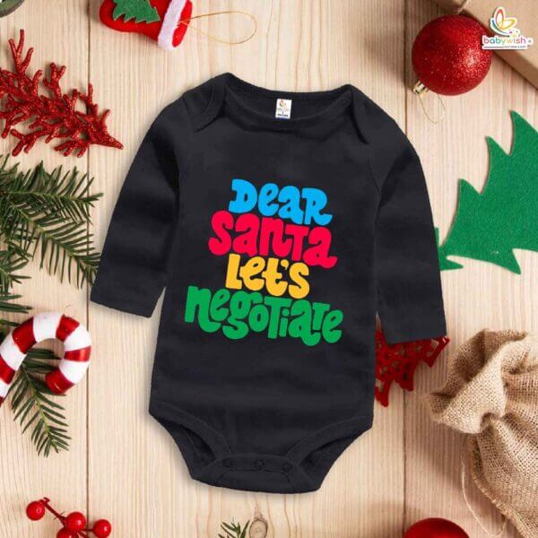 Babywish Christmas Romper Clothes My First Merry Bodysuit Romper Dear Santa Lets Nagotiate - Image 4