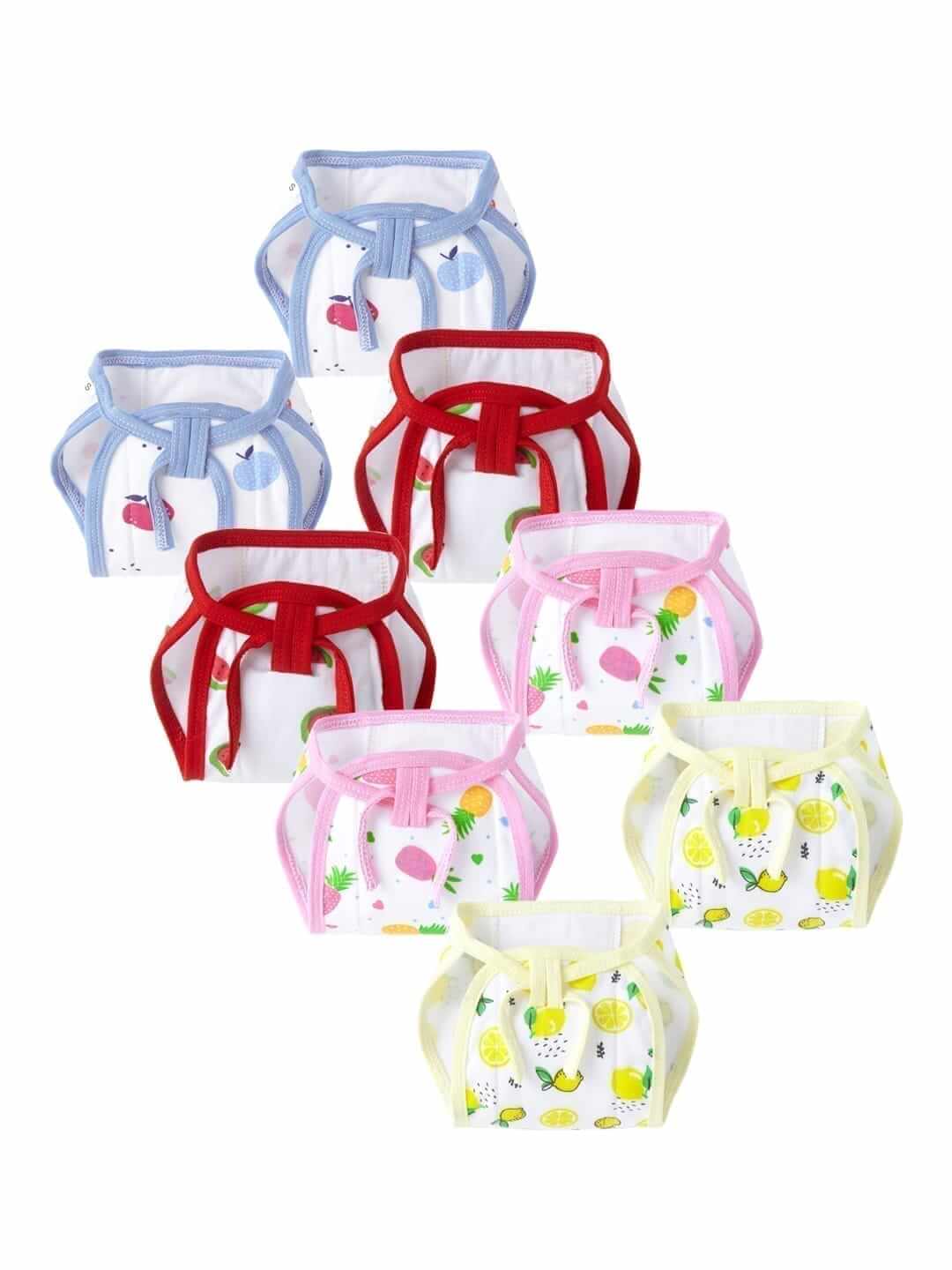 Baby Cloth Diapers – Triple Layer Cotton Cloth Fruits Printed Nappies, Washable & Reusable Langot for Newborns and Infants, Soft & Comfortable