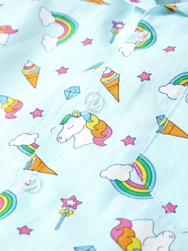 Kids Sleepsuit for Baby Boy’s and Girl’s Topwear and Pajamas Set Long Sleeve Sleepwear Baby Clothing Sets - Light Blue Unicorn Rainbow - Image 4