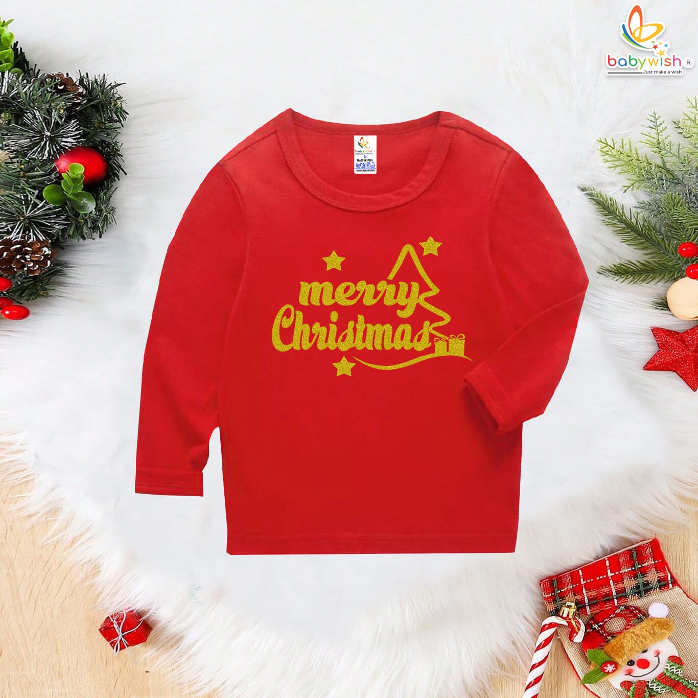 merry christmas glitter t shirt for kids