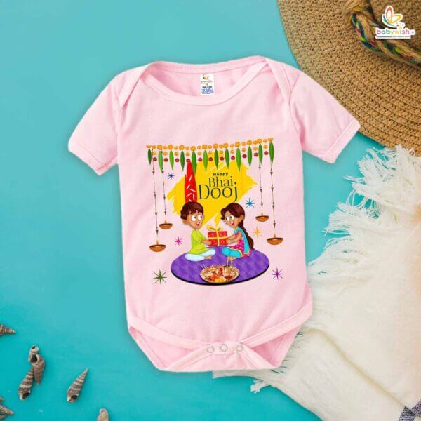 Babywish Baby Diwali Romper Bodysuit My First Diwali Happy Bhai Dooj - Image 3