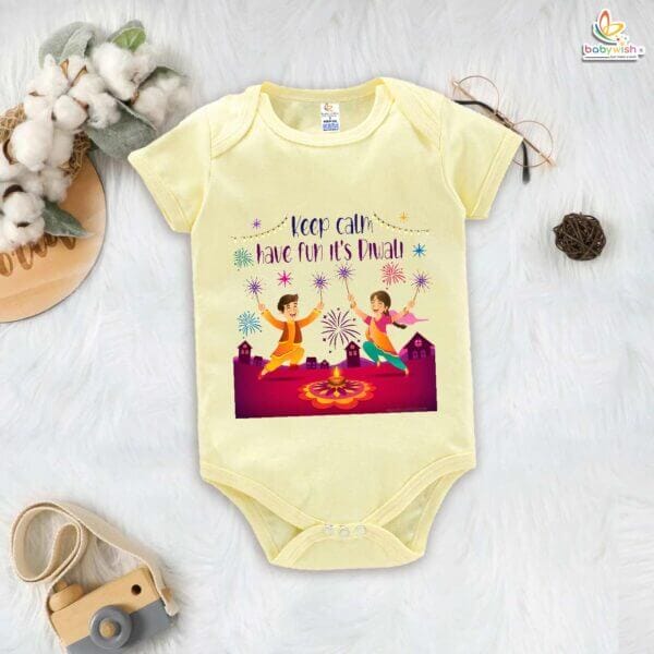 Babywish Baby Diwali Romper Bodysuit My First Diwali Diwali Marathi Quotes - Image 2