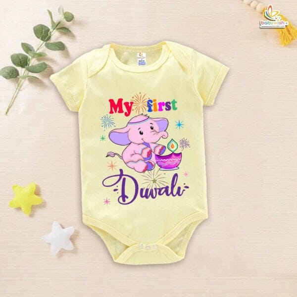 Babywish Baby Diwali Romper Bodysuit My First Diwali First Diwali - Image 2