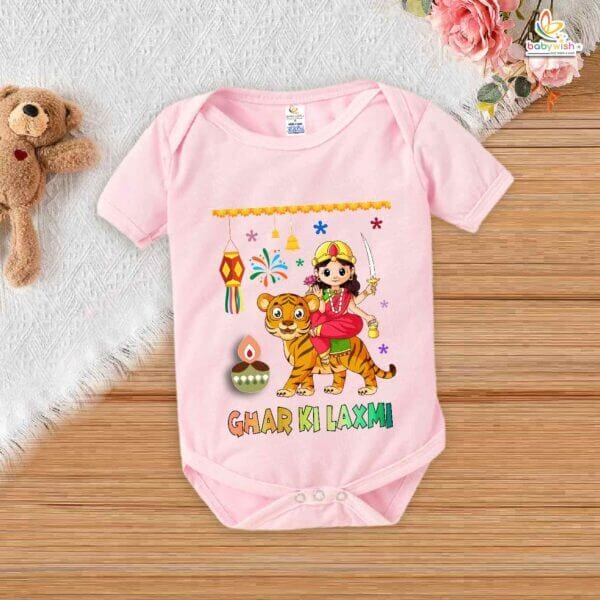 Babywish Baby Diwali Romper Bodysuit My First Diwali Ghar ki Laxmi - Image 3