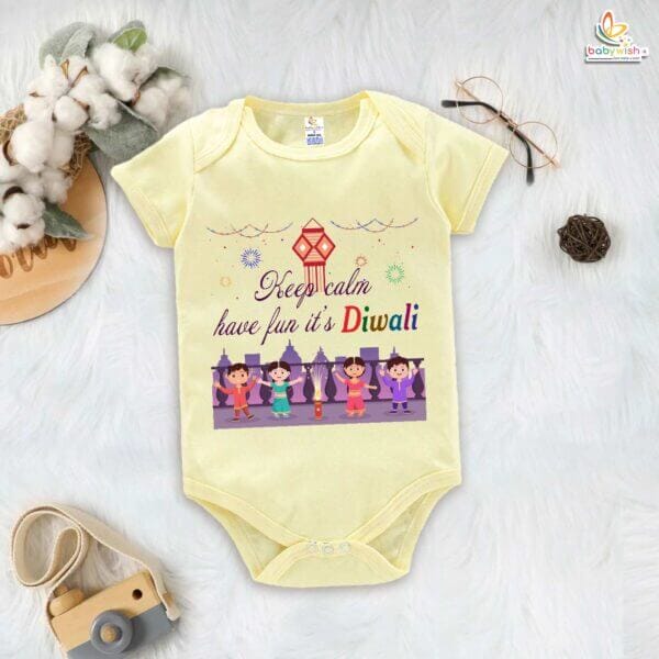 Babywish Baby Diwali Romper Bodysuit My First Diwali Have Fun It's Diwali - Image 2