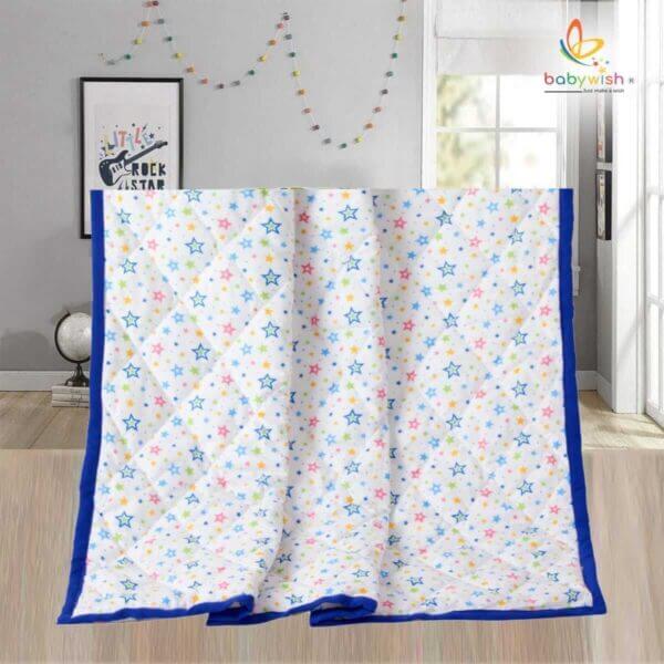 GOTS Certified Organic Cotton Baby Dohar Blanket for Newborn Soft Crib All Seasons Quilt for Microfiber Giftset - Blue Star Theme - Image 5