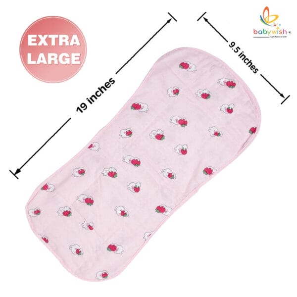 Pink muslin burp cloth for babies – soft and absorbent cotton feeding towel by Babywish