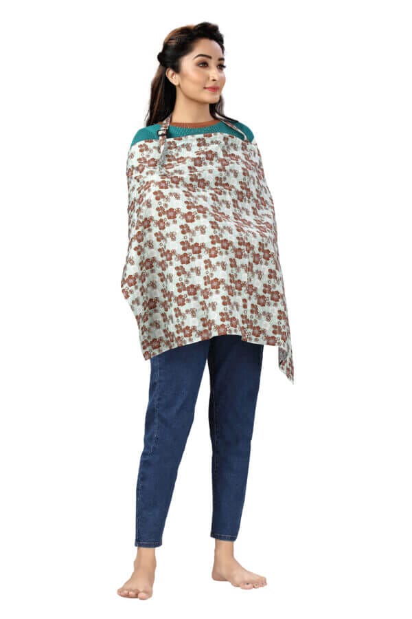 Nursing covers for Mother Breathable feeding cover for Breastfeeding 360° Coverage Protection Cover - Tan Iris Floral - Image 3