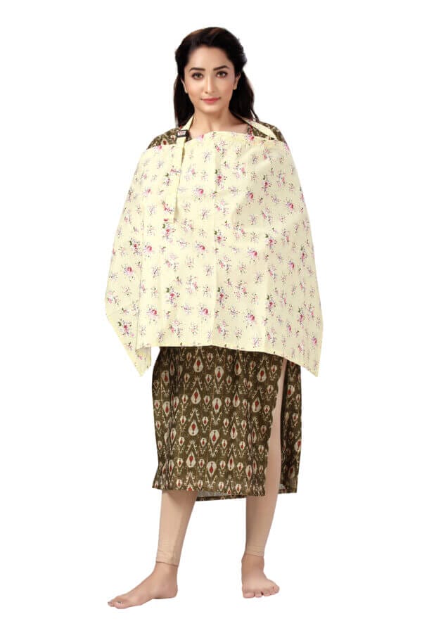 Nursing covers for Mother Breathable feeding cover for Breastfeeding 360° Coverage Protection Cover - Yellow Iris Floral - Image 4