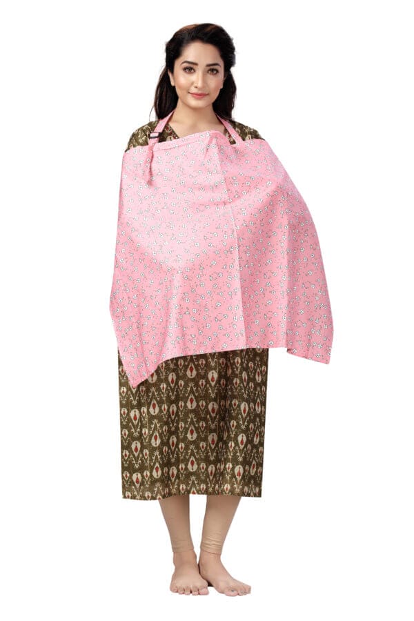 Nursing covers for Mother Breathable feeding cover for Breastfeeding 360° Coverage Protection Cover - Pink Polka Floral - Image 4