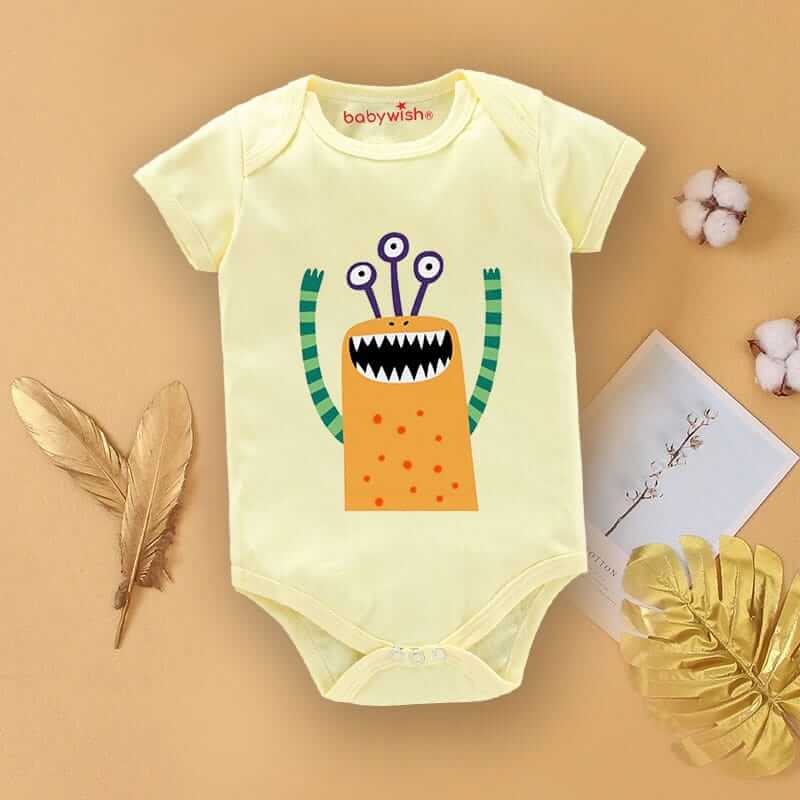 Baby First Birthday Romper Outfit for Newborns – Half Sleeve Bodysuits, Unisex Onesies with Envelop Neck, Adorable “Cactus Print” Design