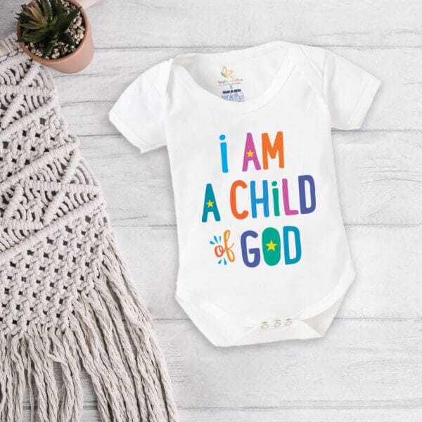 Baby First Birthday Celebrations Romper Clothes Baby Newborn Bodysuits Outfit Envelop Neck Half Sleeve Unisex Onesies "I am Child of God"