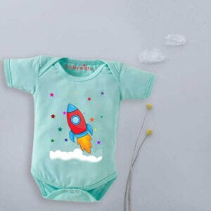 Baby First Birthday Celebrations Romper Clothes Baby Newborn Bodysuits Outfit Envelop Neck Half Sleeve Unisex Onesies "Space Ship Print"