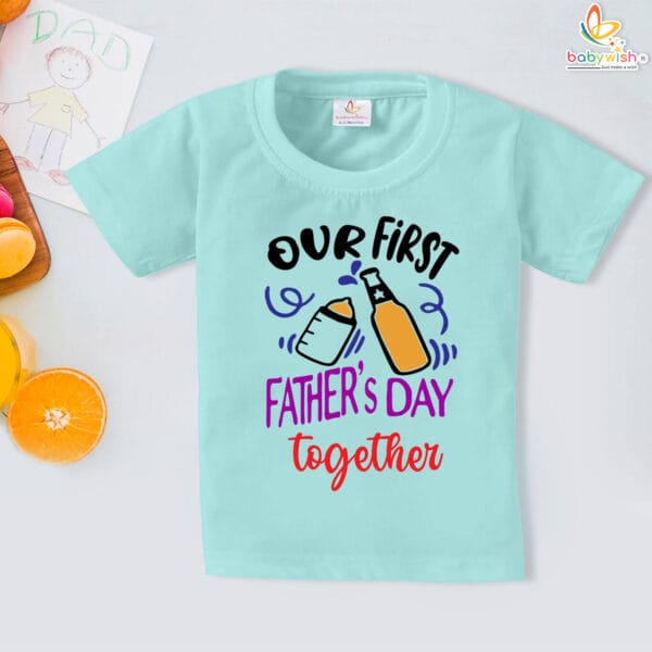 Babywish Our First Fathers Day Tshirt for Newborn baby - Image 2