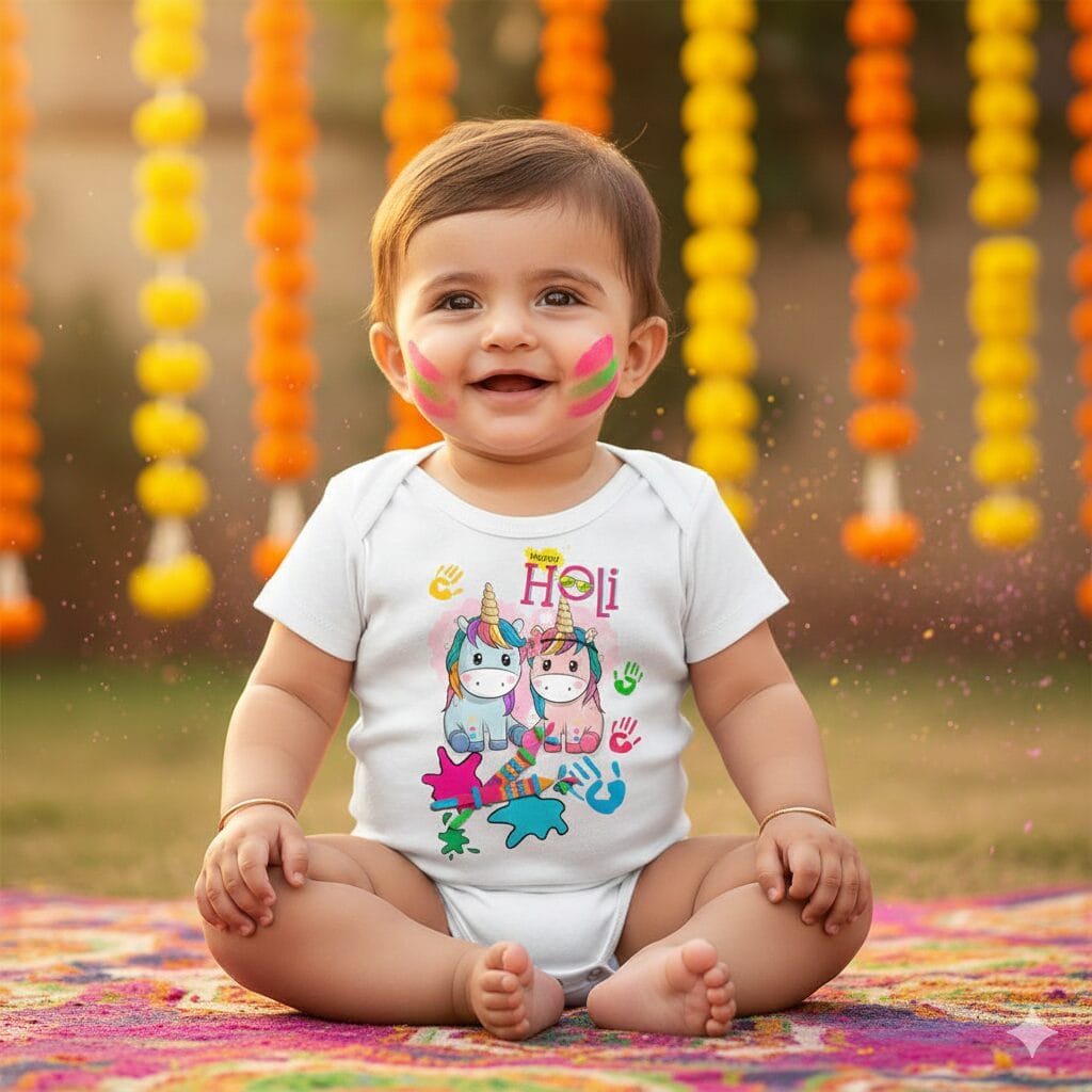 Babywish festive Holi romper for kids