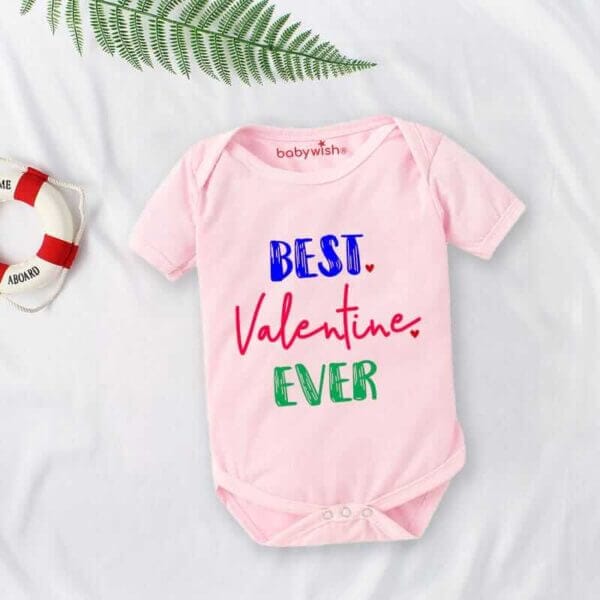 Baby First Valentine Day Romper Clothes Baby valentine Bodysuits Newborn Outfit Envelop Neck Half Sleeve Unisex Onesies"Best Valentine Ever"