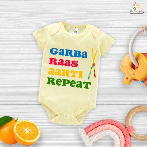 Babywish Baby Navratri Romper Bodysuit My First Dussehra Garba Raas Aarti Repeat - Image 2
