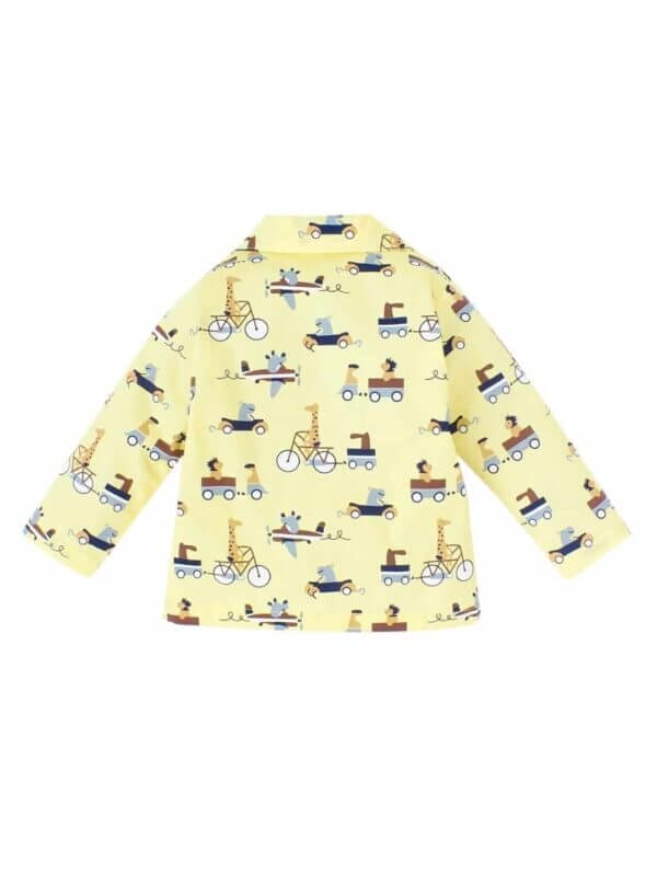Kids Sleepsuit for Baby Boy’s and Girl’s Topwear and Pajamas Set Long Sleeve Sleepwear Baby Clothing Sets - Yellow Animal Print - Image 3