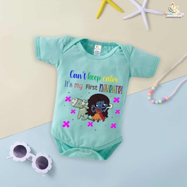 Babywish Baby Navratri Romper Bodysuit My First Dussehra First Navartri can't keep Calm - Image 4