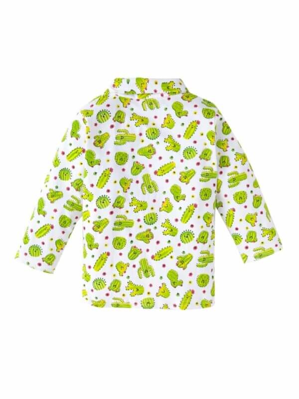 Kids Sleepsuit for Baby Boy’s and Girl’s Topwear and Pajamas Set Long Sleeve Sleepwear Baby Clothing Sets - Green Cactus Print - Image 3
