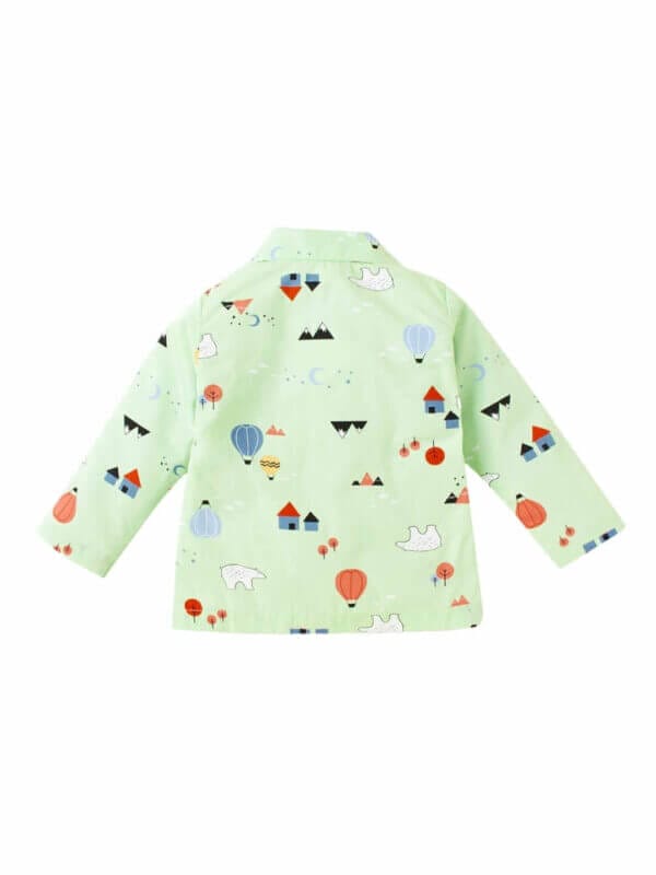 Kids Sleepsuit for Baby Boy’s and Girl’s Topwear and Pajamas Set Long Sleeve Sleepwear Baby Clothing Sets - Green Bear Print - Image 3