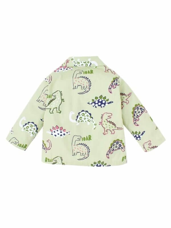 Kids Sleepsuit for Baby Boy’s and Girl’s Topwear and Pajamas Set Long Sleeve Sleepwear Baby Clothing Sets - Green Dinosour Print - Image 3