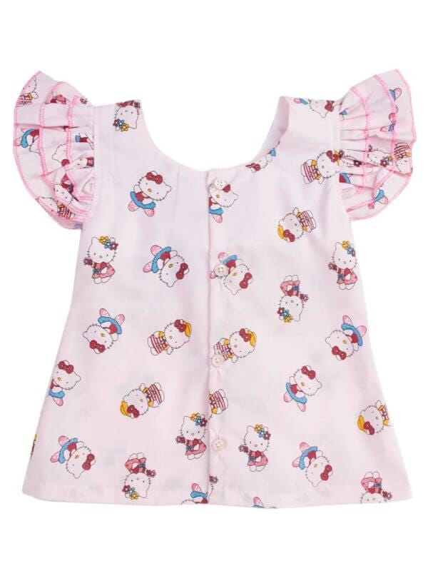 Babywish Baby Girl Cotton Frock Newborn Girl Knee Length Sleeveless Dress Doll Theme Printed - Image 6