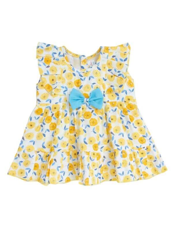 Babywish Baby Girl Cotton Frock Newborn Girl Knee Length Sleeveless Dress Sunflower Theme Printed - Image 3