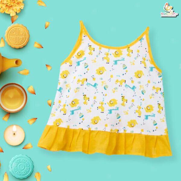 Babywish Baby Girl Cotton Frock Newborn Girl Knee Length Sleeveless Dress Animal Theme Printed - Image 5
