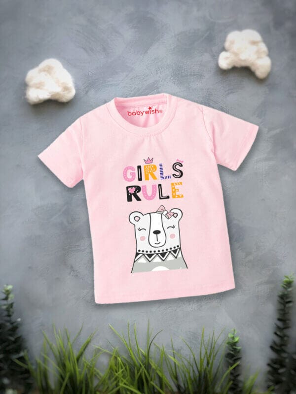 Printable Family T-shirt for Kids Clothes Unisex Newborn Topwear Outfit Cotton Tshirt Half Sleeve Round Neck Dress for Boy n Girl "Every Girl's Rule" - Image 2
