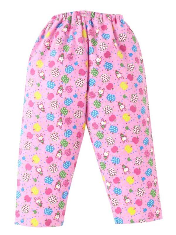 kids top bottom baby Jhabla Set Full Sleeve Pure Flannel kids tshirt Jhabla pajama set - Pink Flannel Fruits Print - Image 5