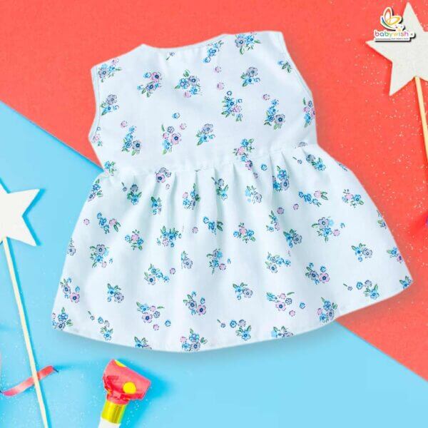 Babywish Baby Girl Cotton Frock Newborn Girl Knee Length Sleeveless Dress Floral Theme Printed - Image 3