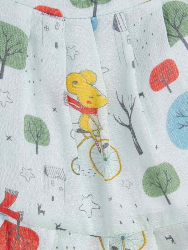 Babywish Baby Girl Cotton Frock Newborn Girl Knee Length Sleeveless Dress Rat Theme Printed - Image 3