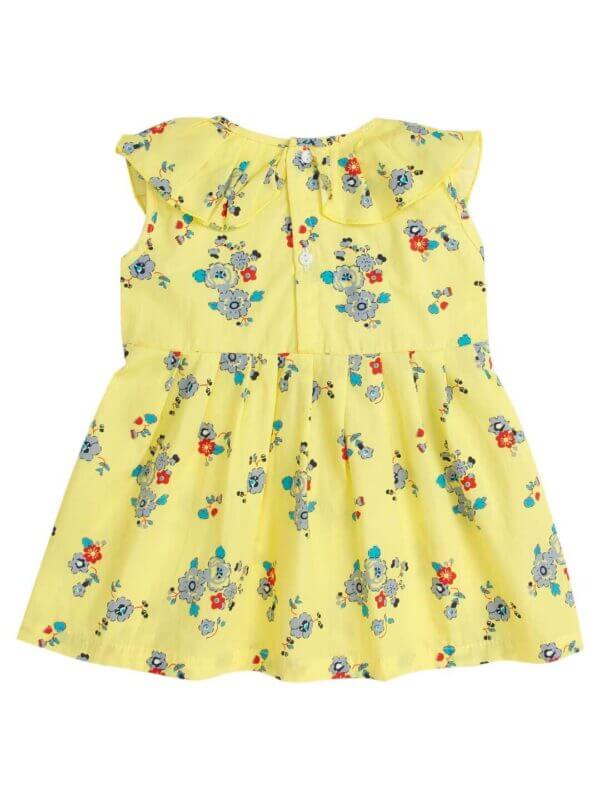 Babywish Baby Girl Cotton Frock Newborn Girl Knee Length Sleeveless Dress Red Flower Theme Printed - Image 3