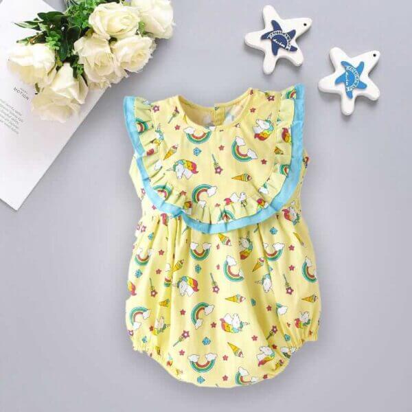 Baby Girls Romper Set Ruffle Sleeve Onesie Newborn Bodysuit Romper Jumpsuit Infant Clothes Dress