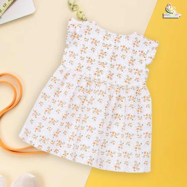 Babywish Baby Girl Cotton Frock Newborn Girl Knee Length Sleeveless Dress Lily Floral Theme Printed - Image 6
