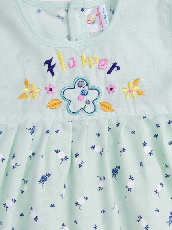 Baby Girl Cotton Frock Newborn Girl Knee Length Sleeveless Dress White Lotus Theme Printed - Image 10